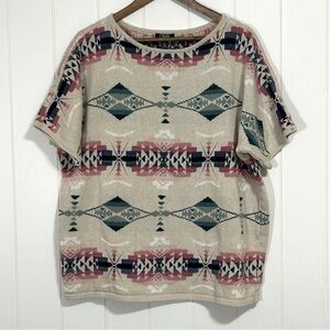 CHAPS Southwestern Woven Short Sleeve Sweater size 3X